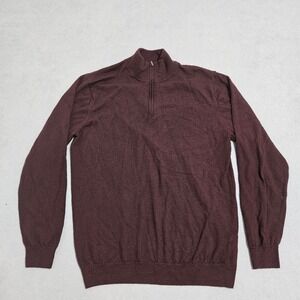 MAGASCHONI Men's Burgundy 100% Wool 1/4 Zip Mock Neck Sweater